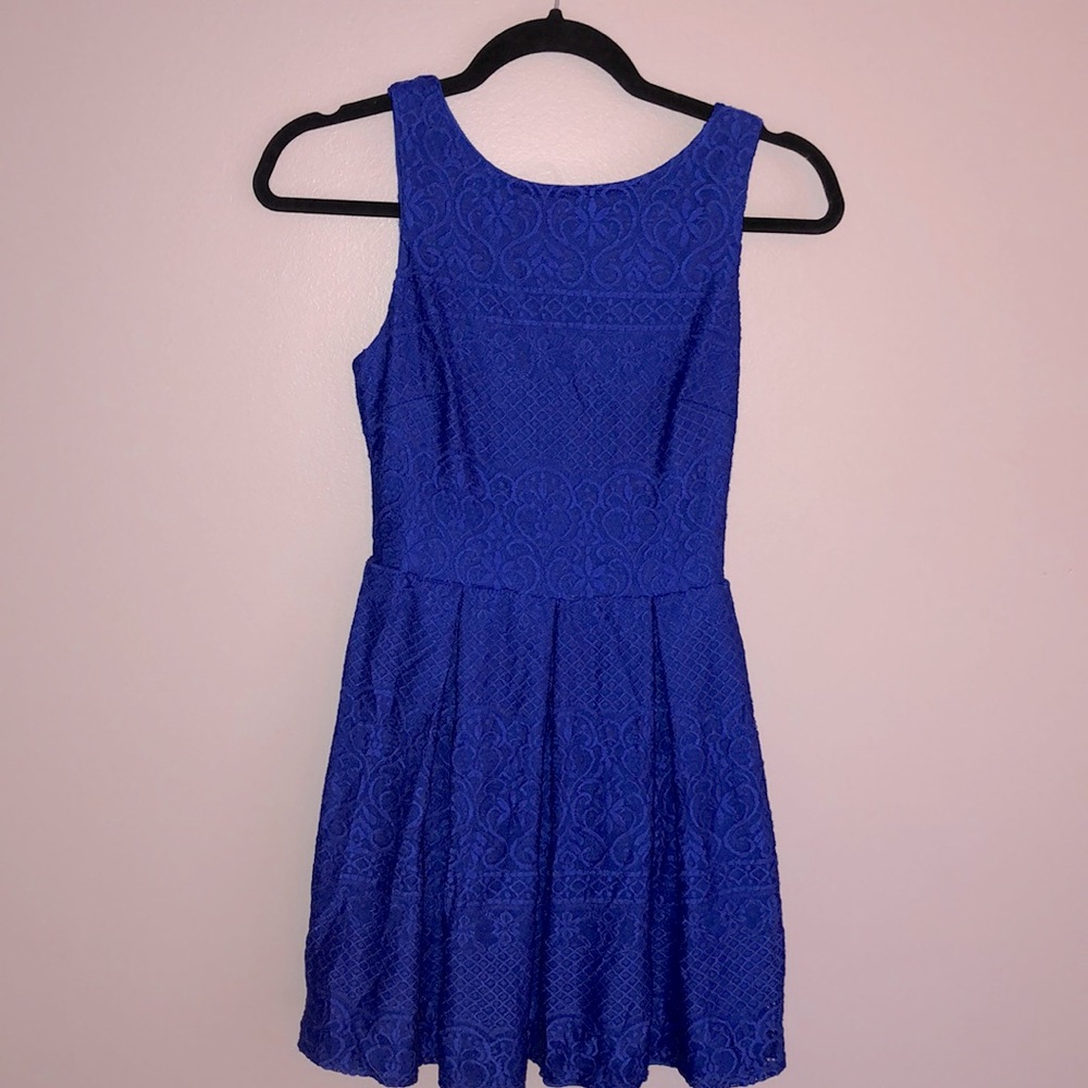 Girls Blue lace dress. Size S 10-12